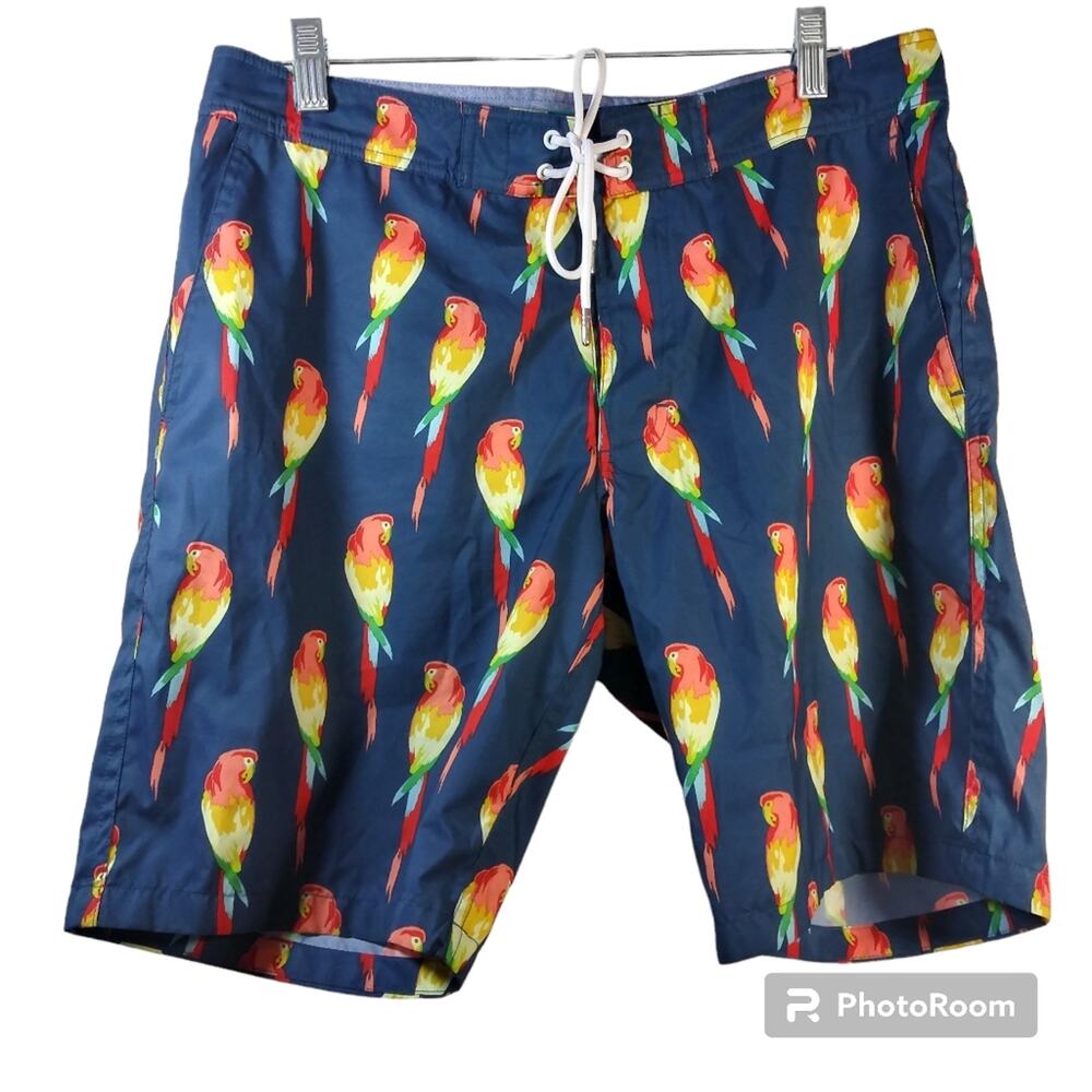 Bonobos The Banzai Trunk 9" Inseam Parrot Print Board Shorts Size 31